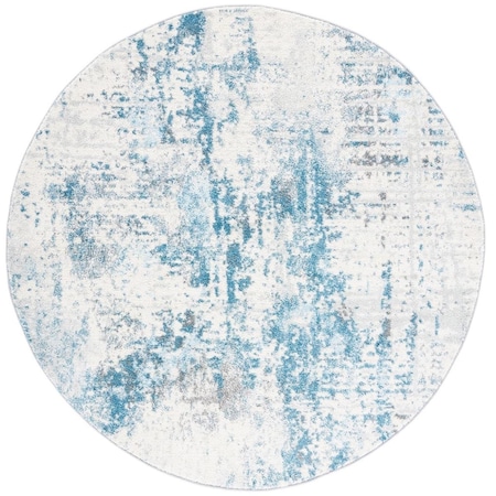 Safavieh 6 ft. 7 in. x 6 ft. 7 in. Tulum Power Loomed Round Area Rug; Ivory & Blue TUL232A-7R